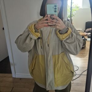 Patagonia Two-Tone Bomber Jacket in Beige and Mustard